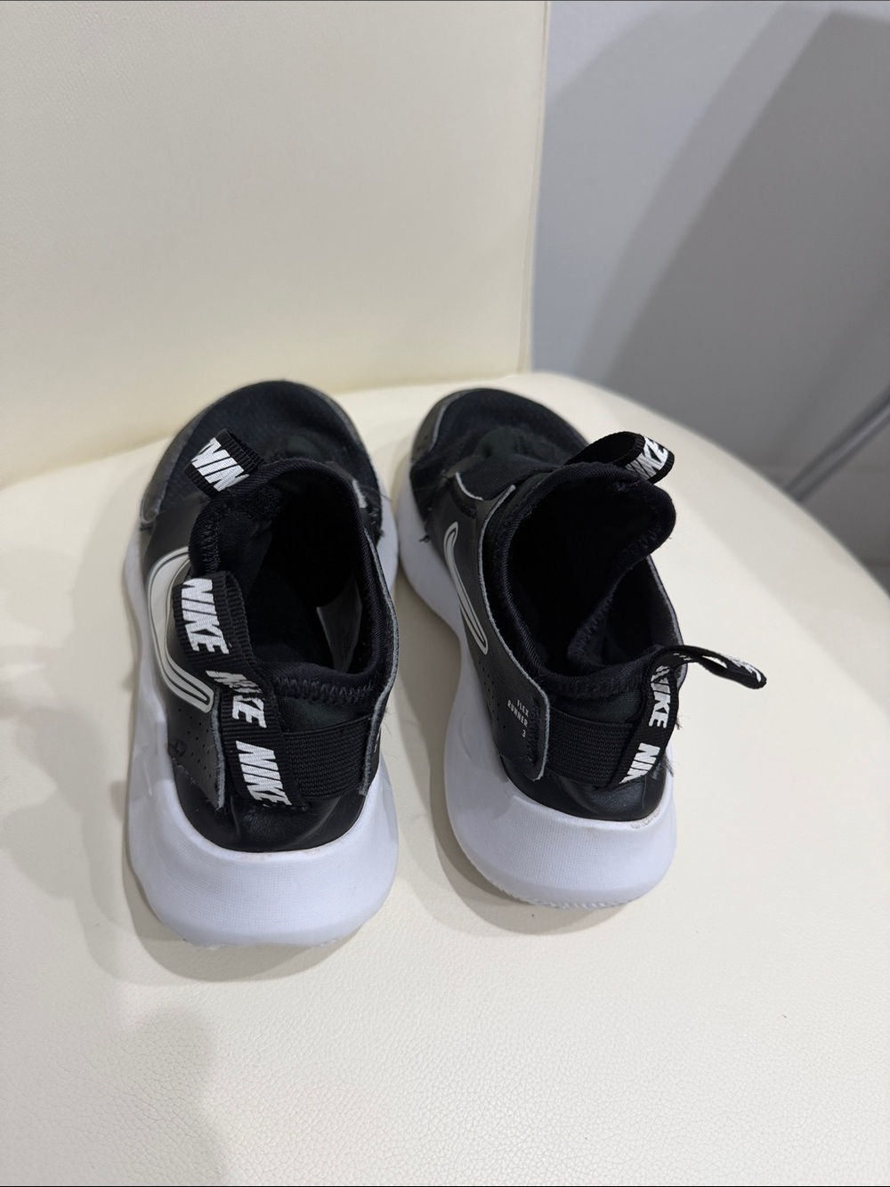 Nike Flex Runner 3 Kids Black and White Slip-On Athletic Sneakers